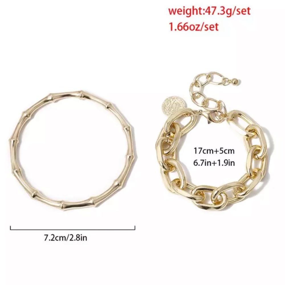 White gold plated double bracelet - Picture 4 of 5